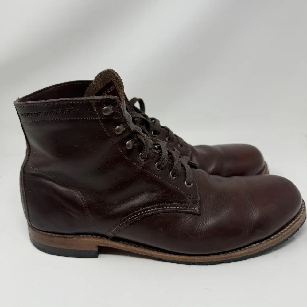 Wolverine 1000 Mile Boots Mens‎ Size 13 Brown Leather Lace Up Made USA Workwear